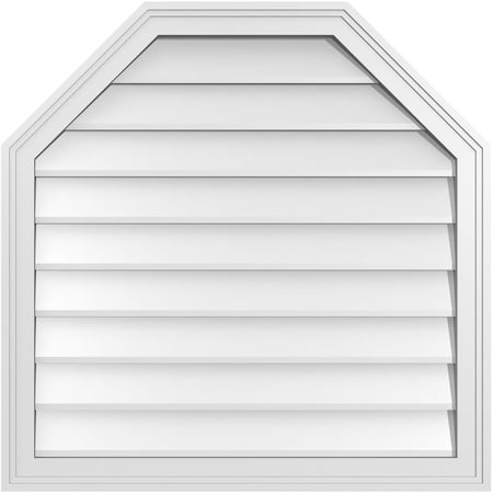 Ekena Millwork Octagonal Top Surface Mount PVC Gable Vent w/ 2"W x 1-1/2"P Brickmould Frame, 30"W x 30"H GVPOT30X3002SN